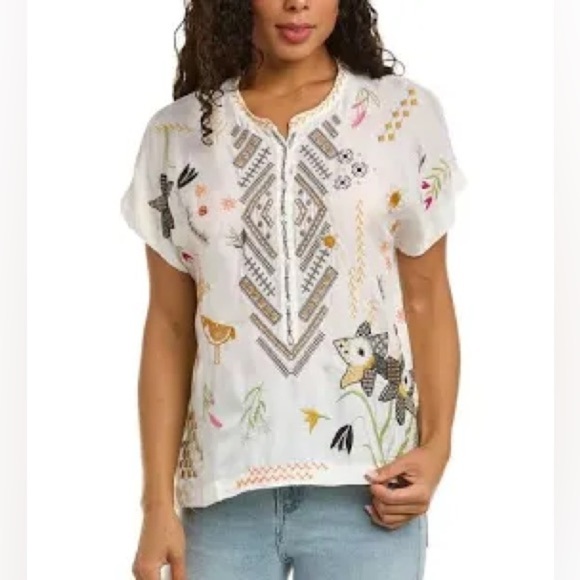 Johnny Was Perla Short Sleeve Embroidered BIYA - Picture 1 of 12